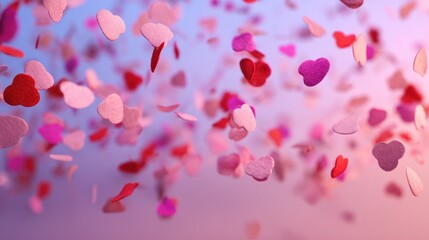 Floating hearts in soft pastel colors