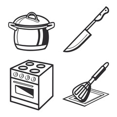 Cooking Utensils Pot Stove Knife Whisk kitchen