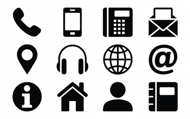 Contact icons communication symbols phone smartphone