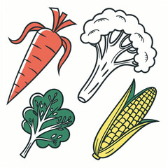 Carrot broccoli corn spinach vegetables