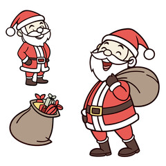 Cheerful Santa Claus with Gifts christmas holiday