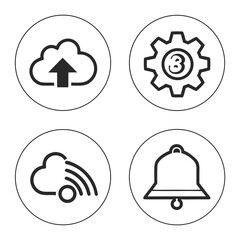 Cloud upload gear bell wifi icons cloud upload icon