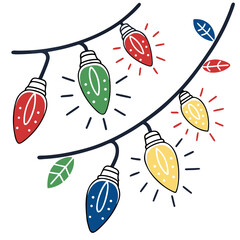 Festive string lights with red green yellow blue bulbs holiday lights celebration