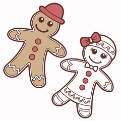 Gingerbread couple with pink accents gingerbread man gingerbread woman