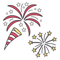 Fototapeta premium Festive fireworks and party popper explosion celebration