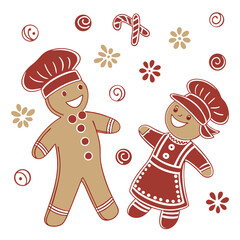 Gingerbread couple with festive decorations gingerbread man
