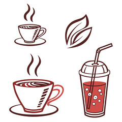 Hot coffee tea and cold drink icons hot beverage