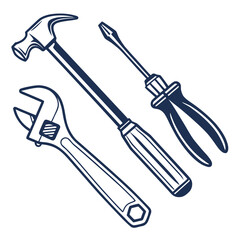 Hammer wrench and screwdriver tools repair