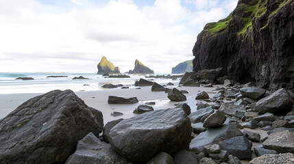 Felsen am Strand bei Mizen Head, Irland in Nahaufnahme