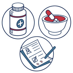 Pharmacy Icons Medicine Bottle Mortar Pestle Prescription medical healthcare