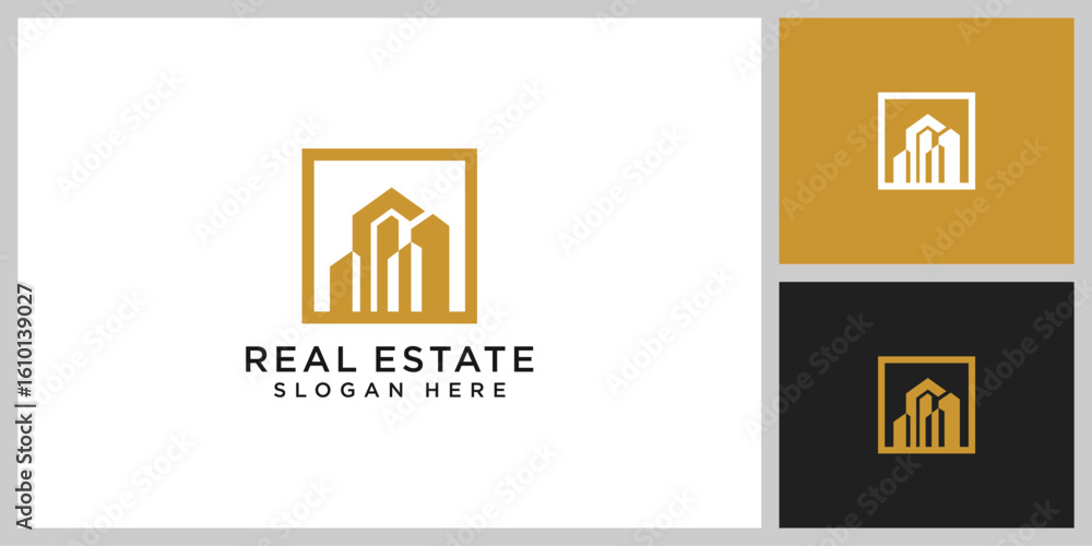 Poster building logo vector design template