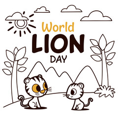 WORLD LION DAY vector illustration