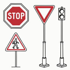 Traffic signs and signals stop sign yield sign