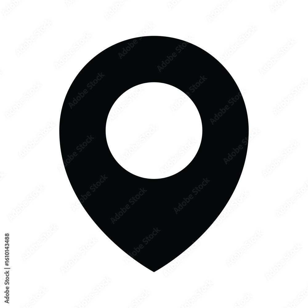 Poster black map pin point icon. map address location pointer symbol. location icon, map pointer pin sign s