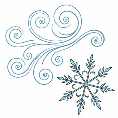 Swirling wind and snowflake graphic elements frost