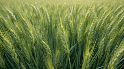 Obraz premium Green wheat field close up image