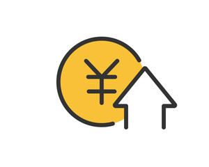 日本円と上向き矢印のアイコン | 成長 資産 利益 お金 ビジネス 経済 ベクター素材