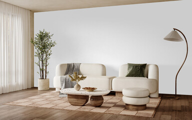 Stylish interior PNG with sofa and coffee table – black background with realistic shadows and...