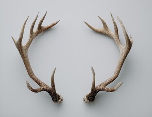 Obraz premium Pair of antlered deer horns on a white background