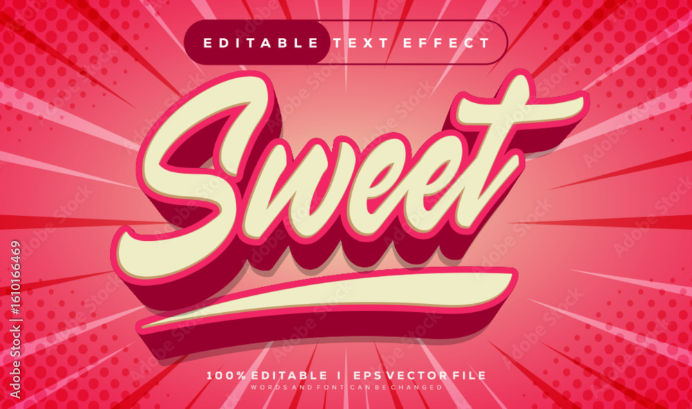 Poster sweet vector text effect with modern style design