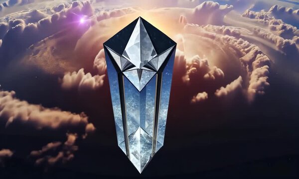 Sparkling night sky vector illustration with a brilliant, heart-shaped gemstone design, 4k video