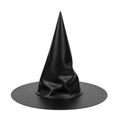 Fototapeta premium A classic black witch hat with a tall, pointed crown, isolated on transparent background