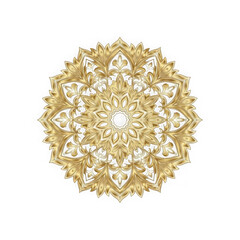 An intricate golden mandala design, isolated on transparent background, radiating elegance and vintage charm