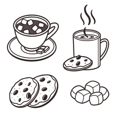 Hot cocoa and cookies illustration chocolate marshmallows