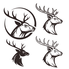 Majestic deer heads with elegant antlers stag reindeer