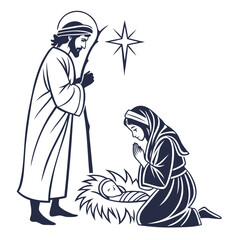 Nativity scene figures with star jesus mary