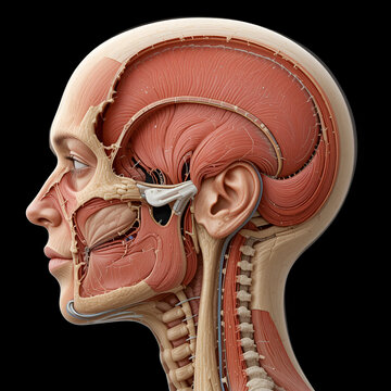 Medical diagram of  Paranasal Sinuses in the human head.