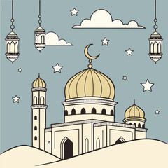Night Sky Mosque with Stars