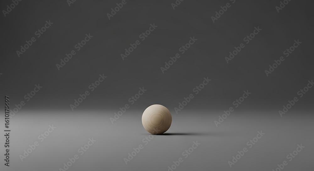 Poster a simple composition of a beige sphere on a minimalist gray gradient background creating a serene