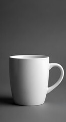 Elegant simplicity: A minimalist white mug on a serene neutral background offering peaceful vibes