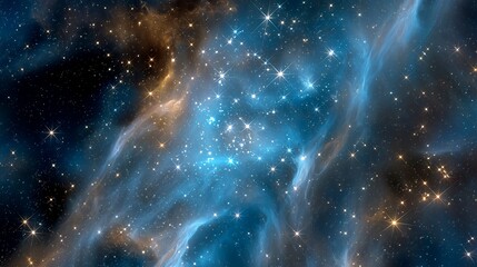 Deep space with glowing stars and colorful nebula – cosmic background. Digital art for meditation, healing and spiritual content.