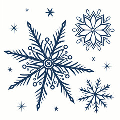 Snowflakes and starbursts winter christmas