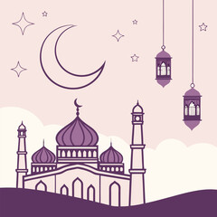 Night Sky Mosque with Stars