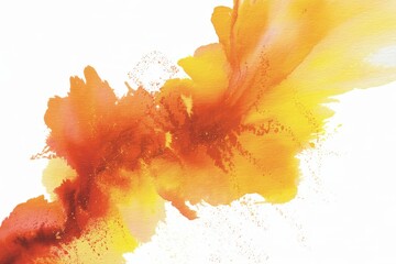 Vibrant orange and yellow watercolor splash bursting with energy on a white background