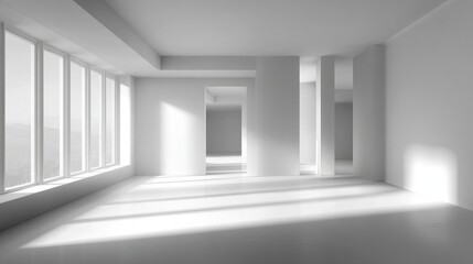 Empty modern room with large windows
