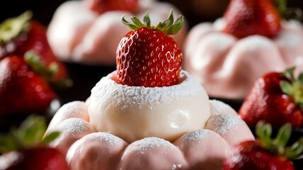 Fototapeta premium White Chocolate Dome Cake with Strawberries