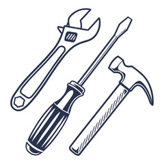 Wrench screwdriver hammer tool icons tools hardware