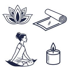 Yoga meditation lotus flower candle mat vector