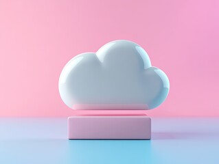 A 3D rendering of a cloud icon in a blind box style with soft pastel colors perfect for a tech startup or cloud service promotion