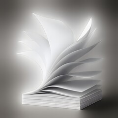 Creative Abstract Image of Open Book with Fanned Pages and Soft Lighting