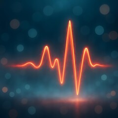 Abstract glowing waveform on a dark background with blurred bokeh effects depicting rhythm, sound, and energy visualization in vibrant colors