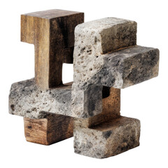 Artistic Abstract Composition of Stone and Wood Blocks