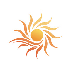 Stylized Sun with Swirling Rays Flat Design Icon for Warmth and Energy