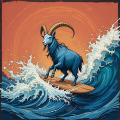 Aries_Blue Goat Surfs the Waves