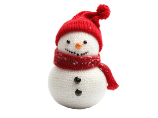 Knitted Snowman with Red Hat and Scarf