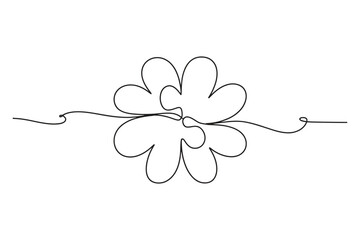 Four-leaf clover in one line art style, continuous line vector illustration with editable stroke